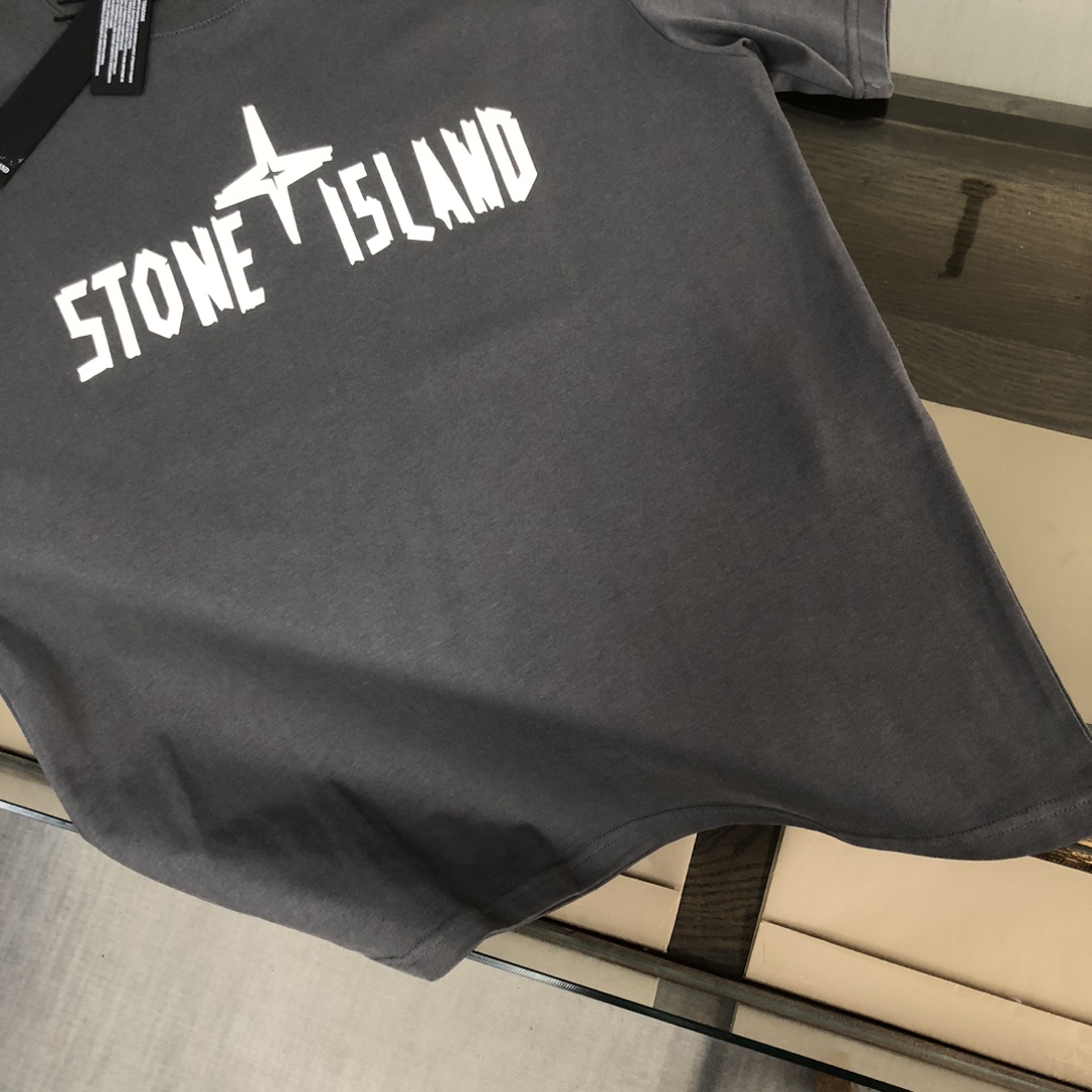 ストーン アイランド 半袖コピー 日常トップス 純綿トップス ゆったり 人気販売 短袖Tシャツ 4色可選 グレイ_7