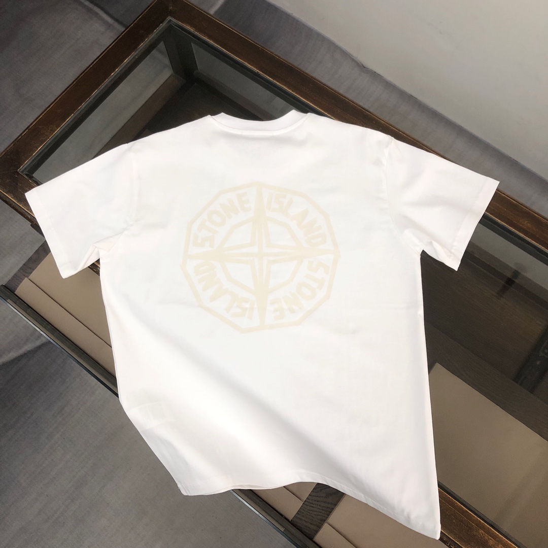 メンズ ストーン アイランド t シャツ偽物 日常トップス 純綿トップス ゆったり 人気販売 短袖 4色可選 ホワイト_2