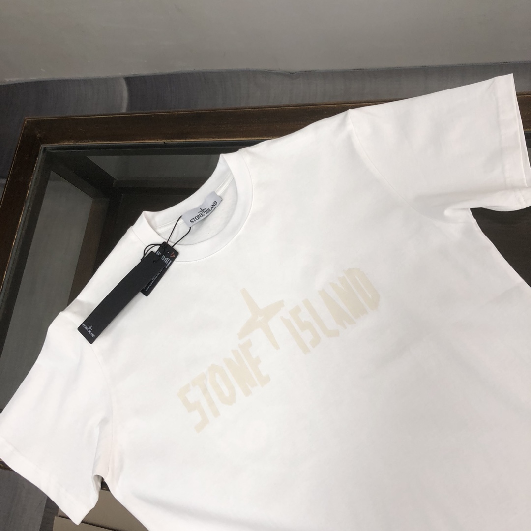 メンズ ストーン アイランド t シャツ偽物 日常トップス 純綿トップス ゆったり 人気販売 短袖 4色可選 ホワイト_4