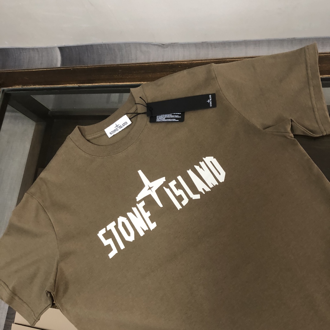 ストーン アイランド 半袖 シャツｎ級品 日常トップス 純綿トップス ゆったり 人気販売 短袖 4色可選 ブラウン_4