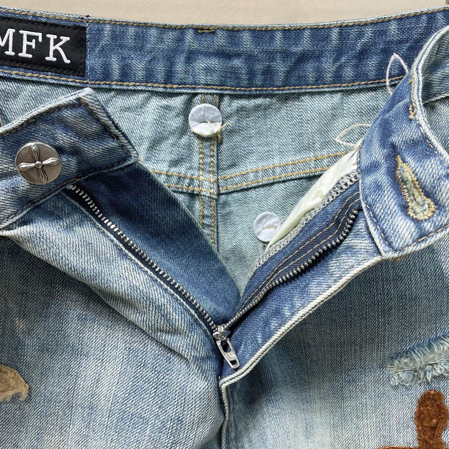 SMFKズボンチェックコピー 短パン ショットパンツ 半身ズボン デニム ファッション 美脚 レディース ブルー_1