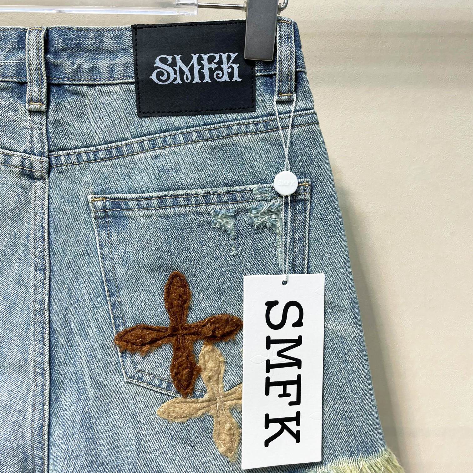 SMFKズボンチェックコピー 短パン ショットパンツ 半身ズボン デニム ファッション 美脚 レディース ブルー_4