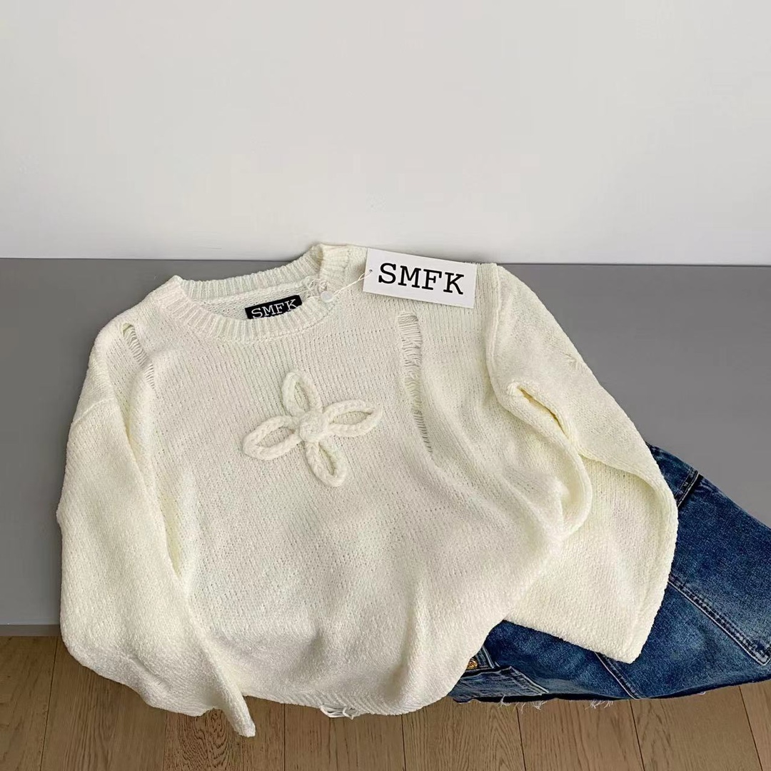 春夏服‼SMFKセーター中文コピー 長袖トップス ニット レディース シンプル 新作到着!!  ホワイト_3