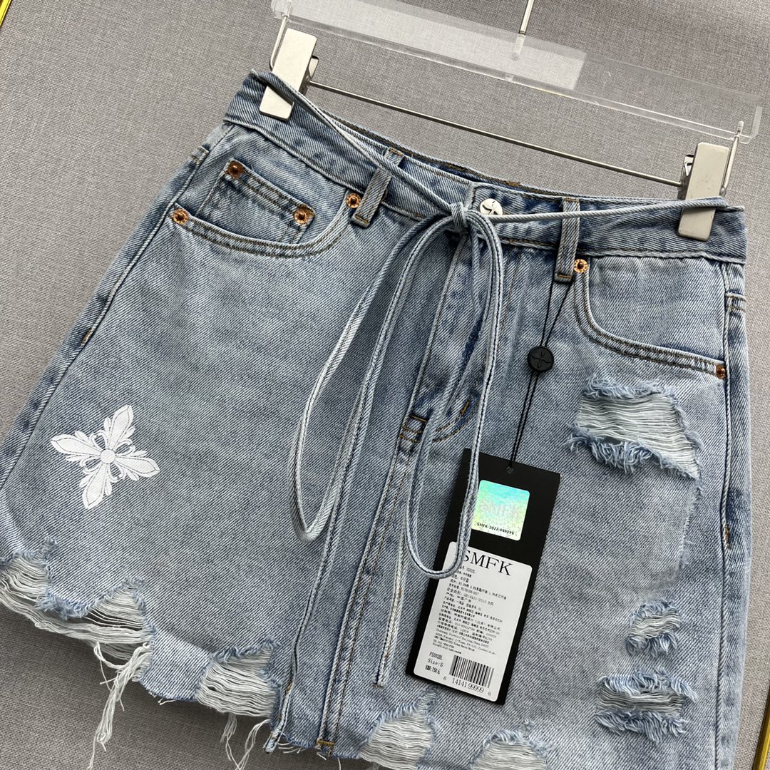 SMFKスカートニットスーパーコピー デニム 柔らかい シンプル 激安品 レディース ブルー_2