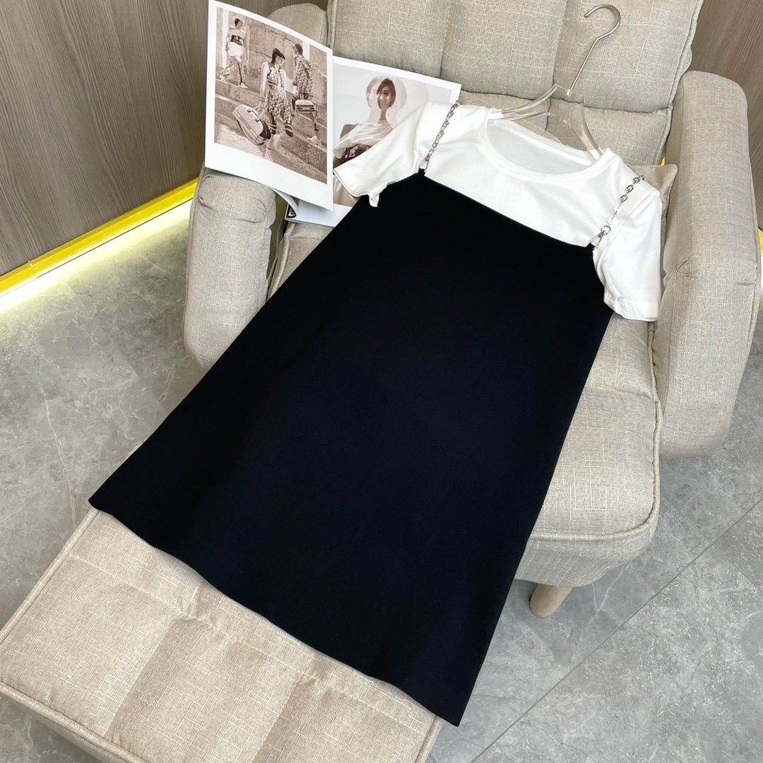 SMFKスカートヒダ偽物 柔らかい シンプル 夏服 ファッション 2点セット レディース ブラック_1