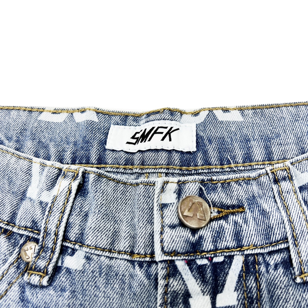 SMFKズボン名前ｎ級品 シンプル パンツ 夏 新作登場 デニム ジンーズ ゆったりレディース ブルー_4