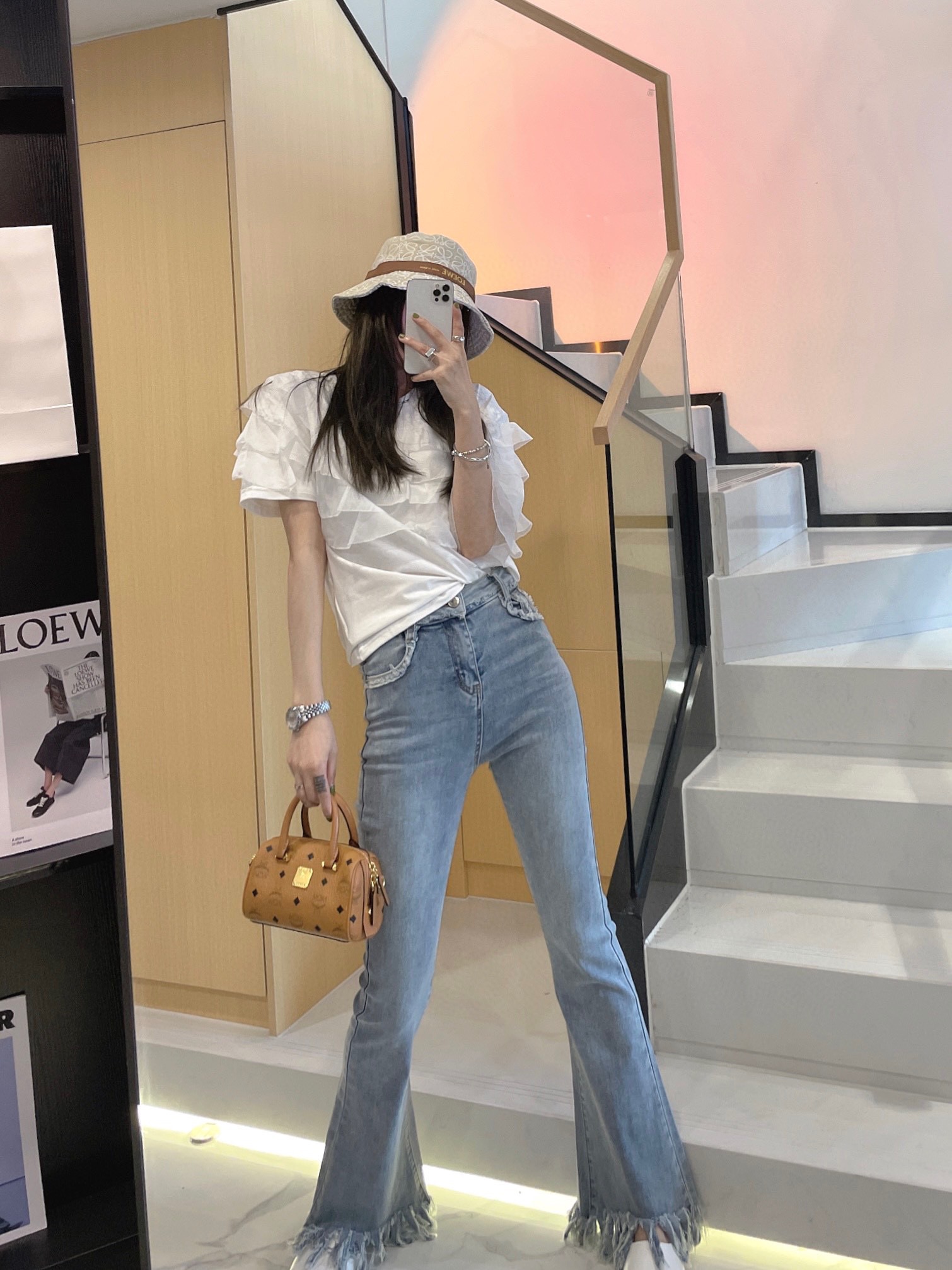 SMFKヤンキース ズボン激安通販 シンプル パンツ 夏 デニムズボン 品質保証安い ファッション ラッパ形 人気 ブルー_9