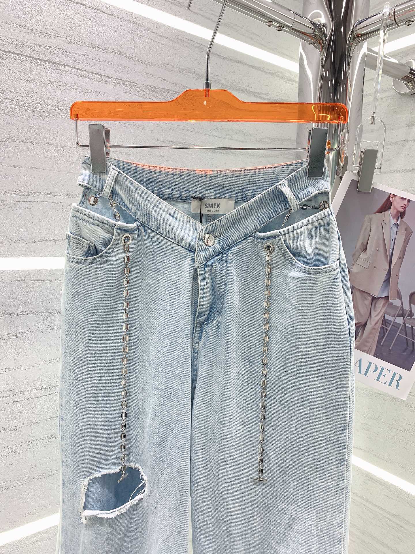 SMFKロック ズボンスーパーコピー シンプル パンツ 夏 デニムズボン 品質保証 美脚 人気 ゆったり ブルー_2
