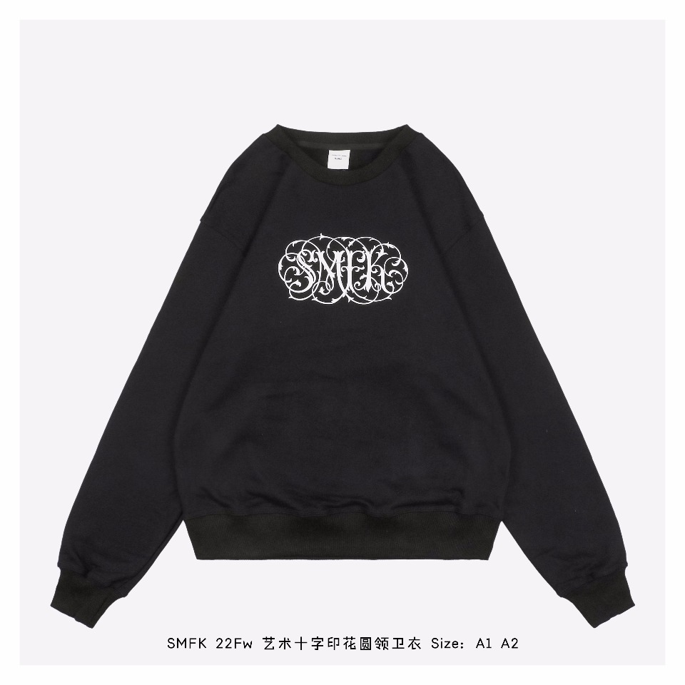 SMFKパーカー imプレミアムコピー シンプル トップス 純綿 柔らかい フードなし 人気 ブラック_1