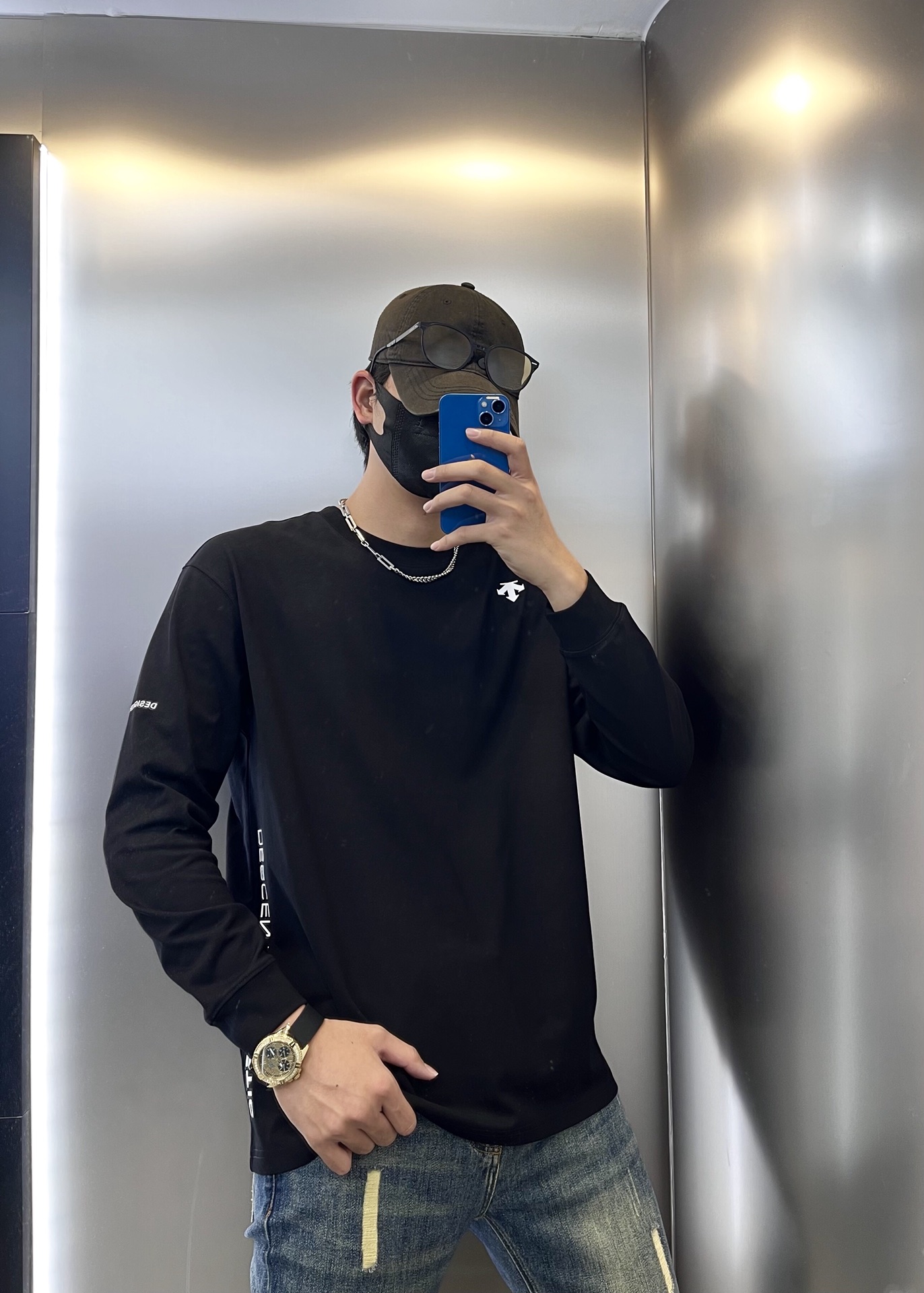 デサントロングtシャツ激安通販 激安品 純綿 長袖トップス ゆったり ファッション 高級品 ブラック_1