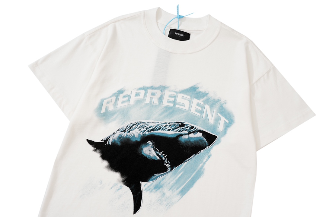 夏 新作登場クリスマスプレゼント tシャツ激安通販 純綿 メンズ サメ 半袖トップス  3色可選 ホワイト_4