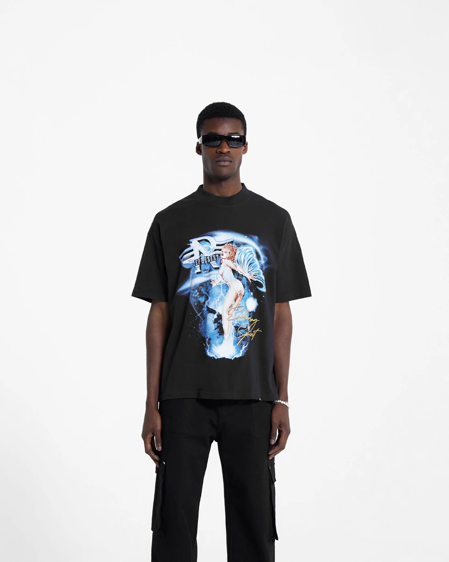 人気定番 リプレゼント 服激安通販 Tシャツ 純綿トップス 人気 シンプル レデイプリント メンズ ブラック_1