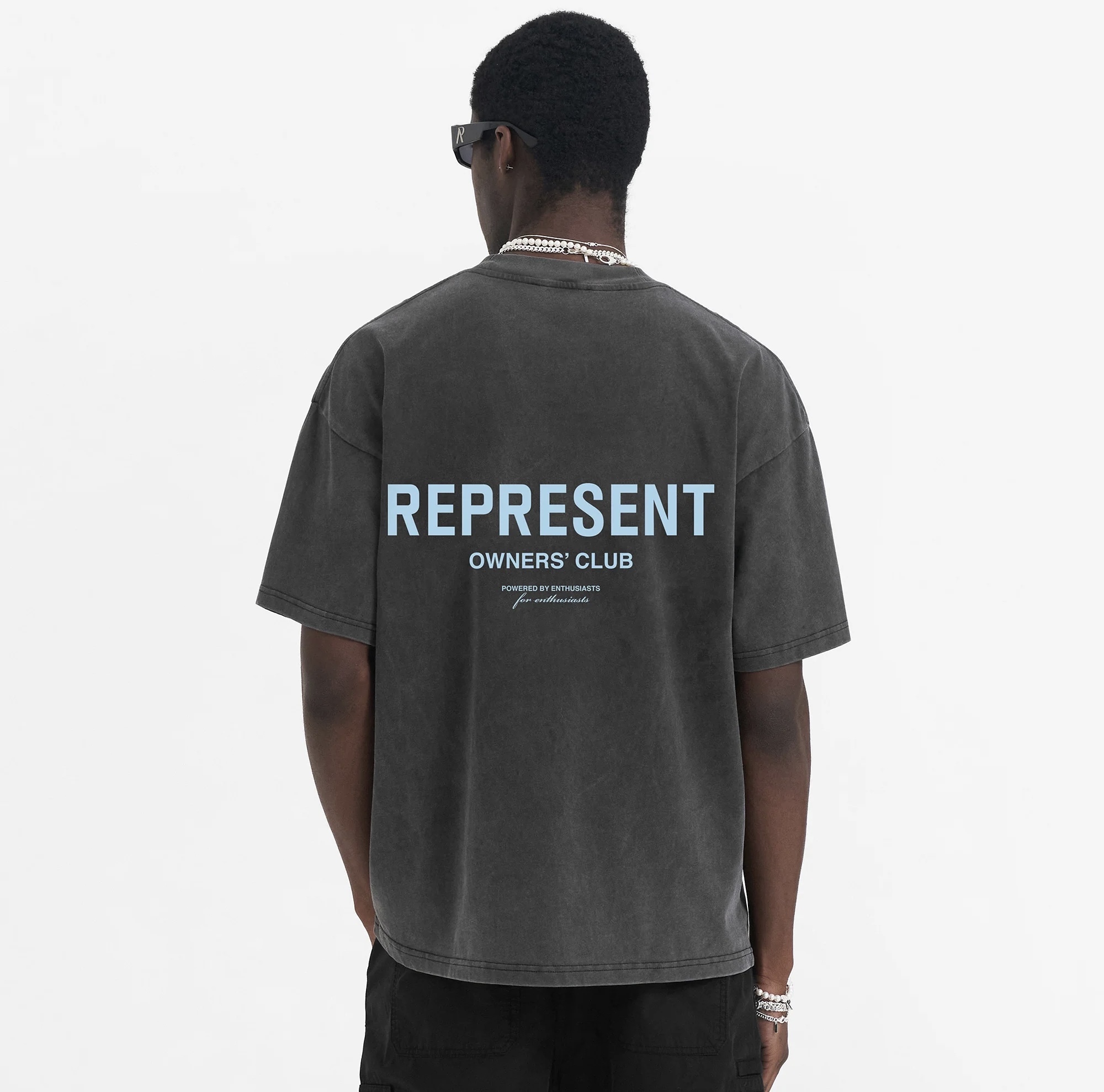 人気大販売 リプレゼント スプレイ tシャツスーパーコピー 半袖Tシャツ 純綿 トップス 夏 シンプル ブルー文字 グレイ メンズ_2