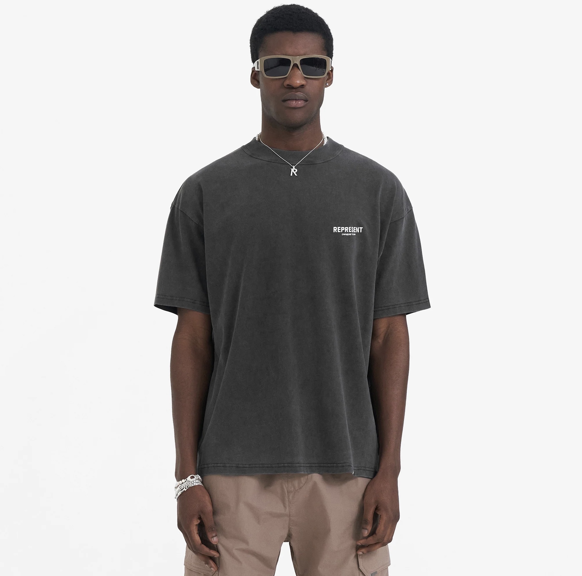 人気大販売 リプレゼント プレゼントtシャツコピー 半袖Tシャツ 純綿 トップス 夏 白い文字 グレイ メンズ_1