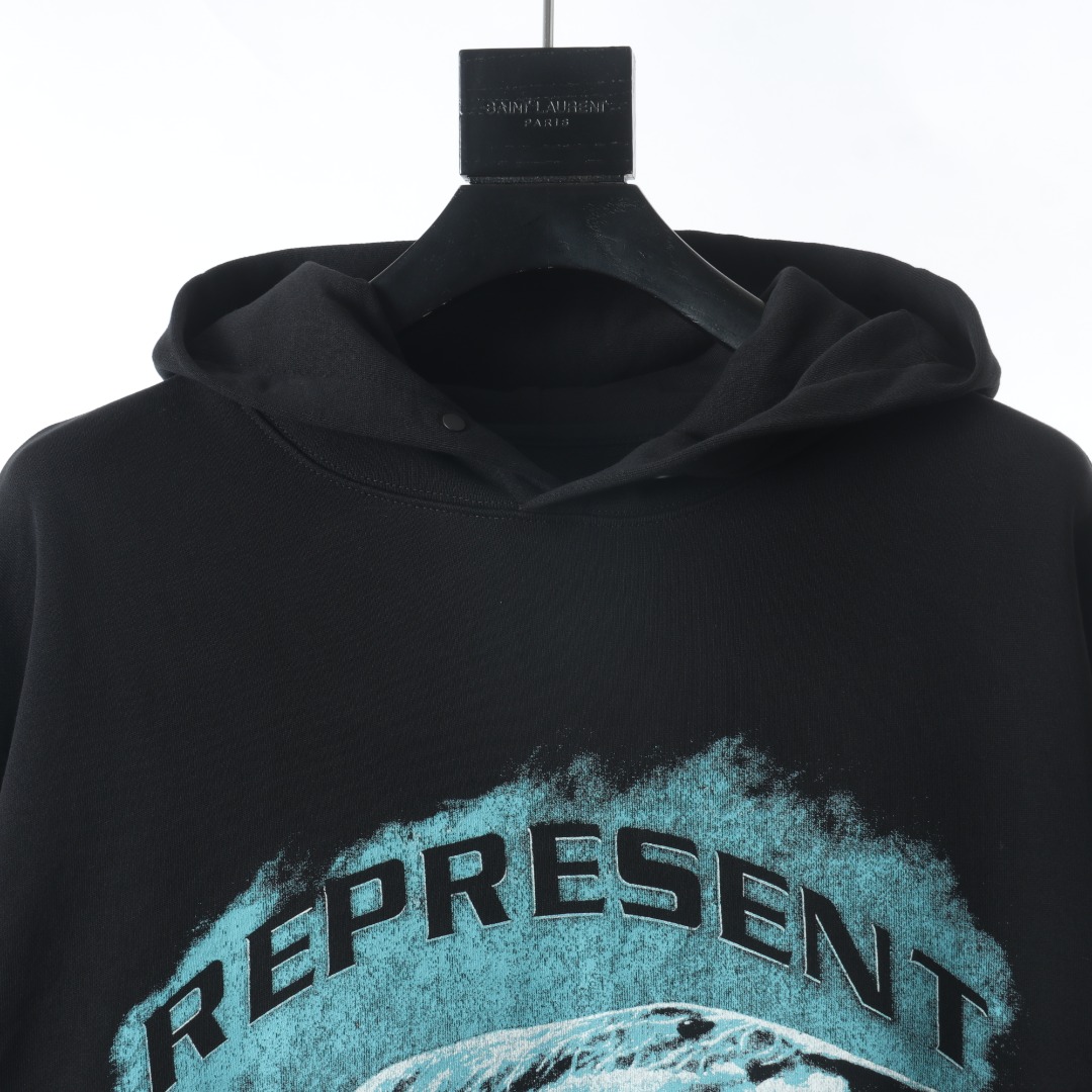 REPRESENT パーカープレゼント意味激安通販 カジュアルトップス 人気もの フード付き 純綿 サメ ブラック_4