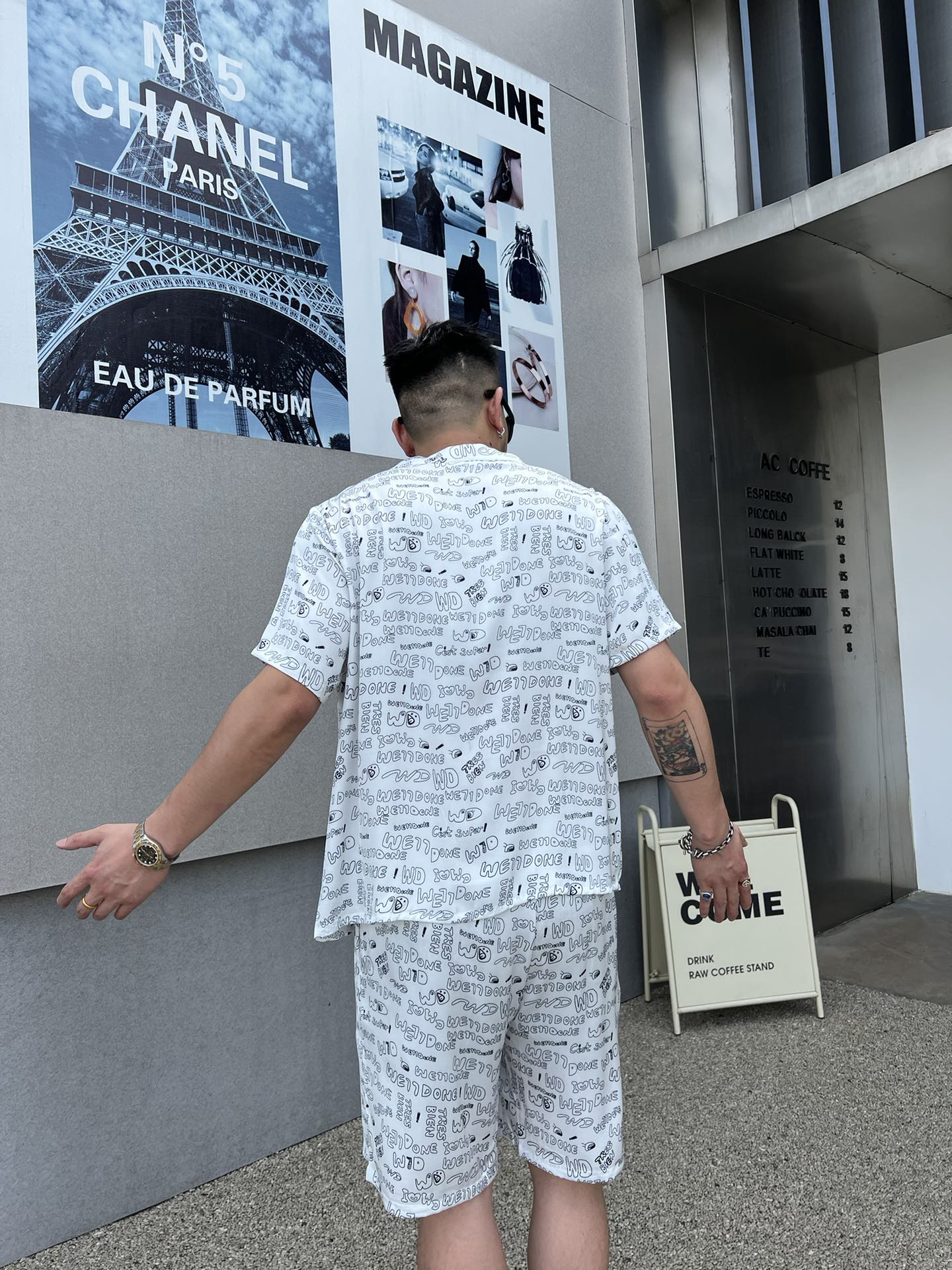 WE11DONE ウェルダン服コピー 柔らかい 夏服 2点セット シルク ゆったり メンズ ホワイト _6