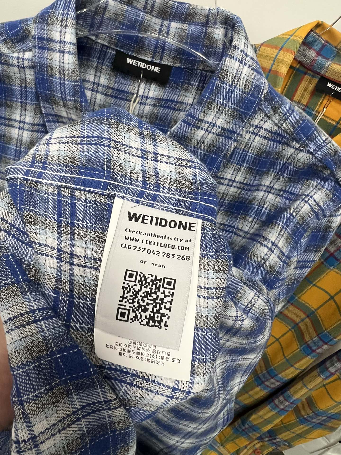 WE11DONE ウェルダン服コピー 格子模様 ファッション 純綿シャツ トップス 2色可選 ブルー_6