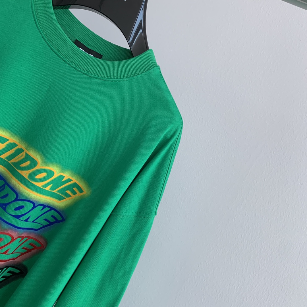 WE11DONE 個性的 24年夏新款 ウェルダンとは激安通販 純綿トップス Tシャツ 長袖 ゆったり 柔らかい グリーン_4