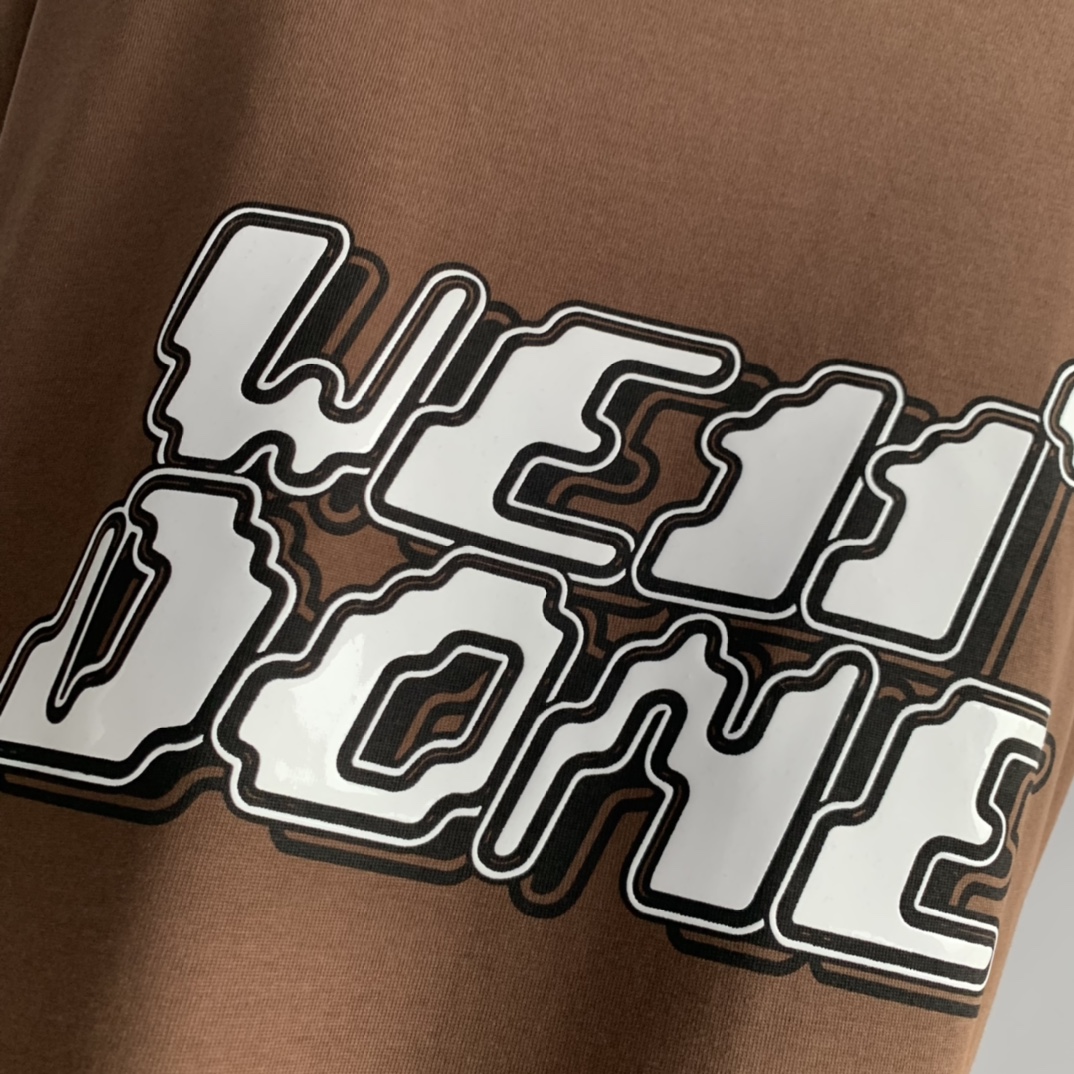 WE11DONE 個性的 トップウェディング偽物 純綿トップス Tシャツ 長袖 ゆったり 柔らかい ブラウン_3