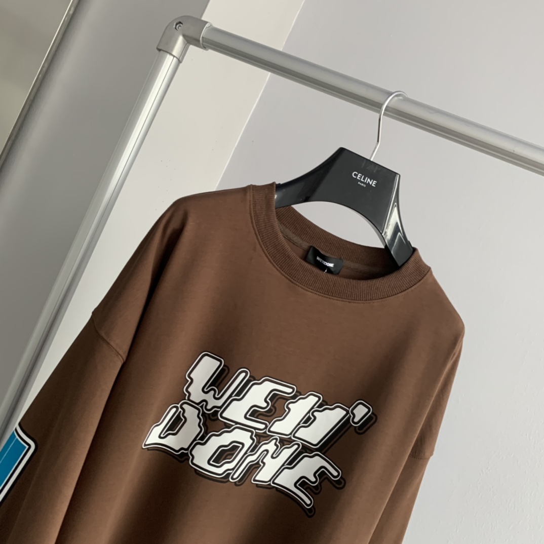 WE11DONE 個性的 トップウェディング偽物 純綿トップス Tシャツ 長袖 ゆったり 柔らかい ブラウン_4
