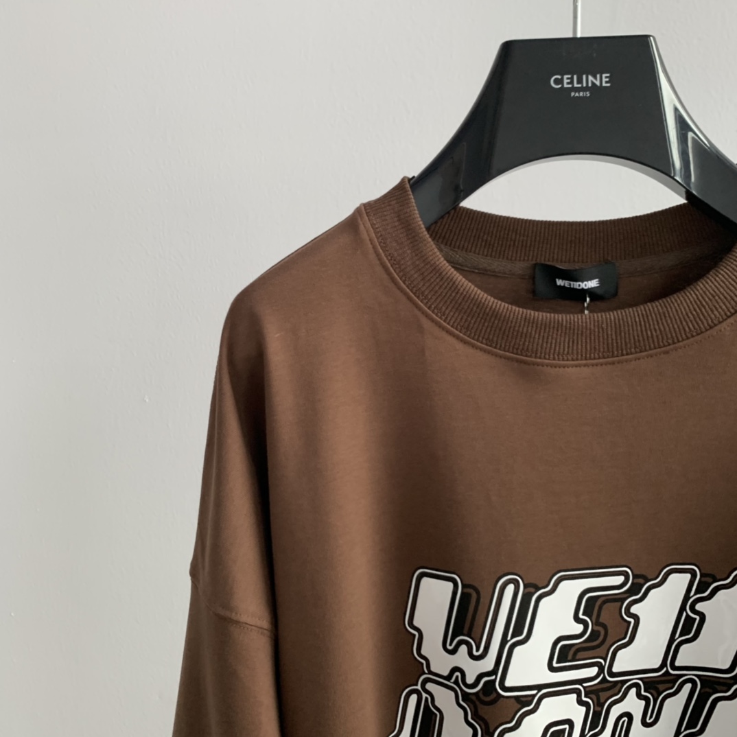 WE11DONE 個性的 トップウェディング偽物 純綿トップス Tシャツ 長袖 ゆったり 柔らかい ブラウン_8