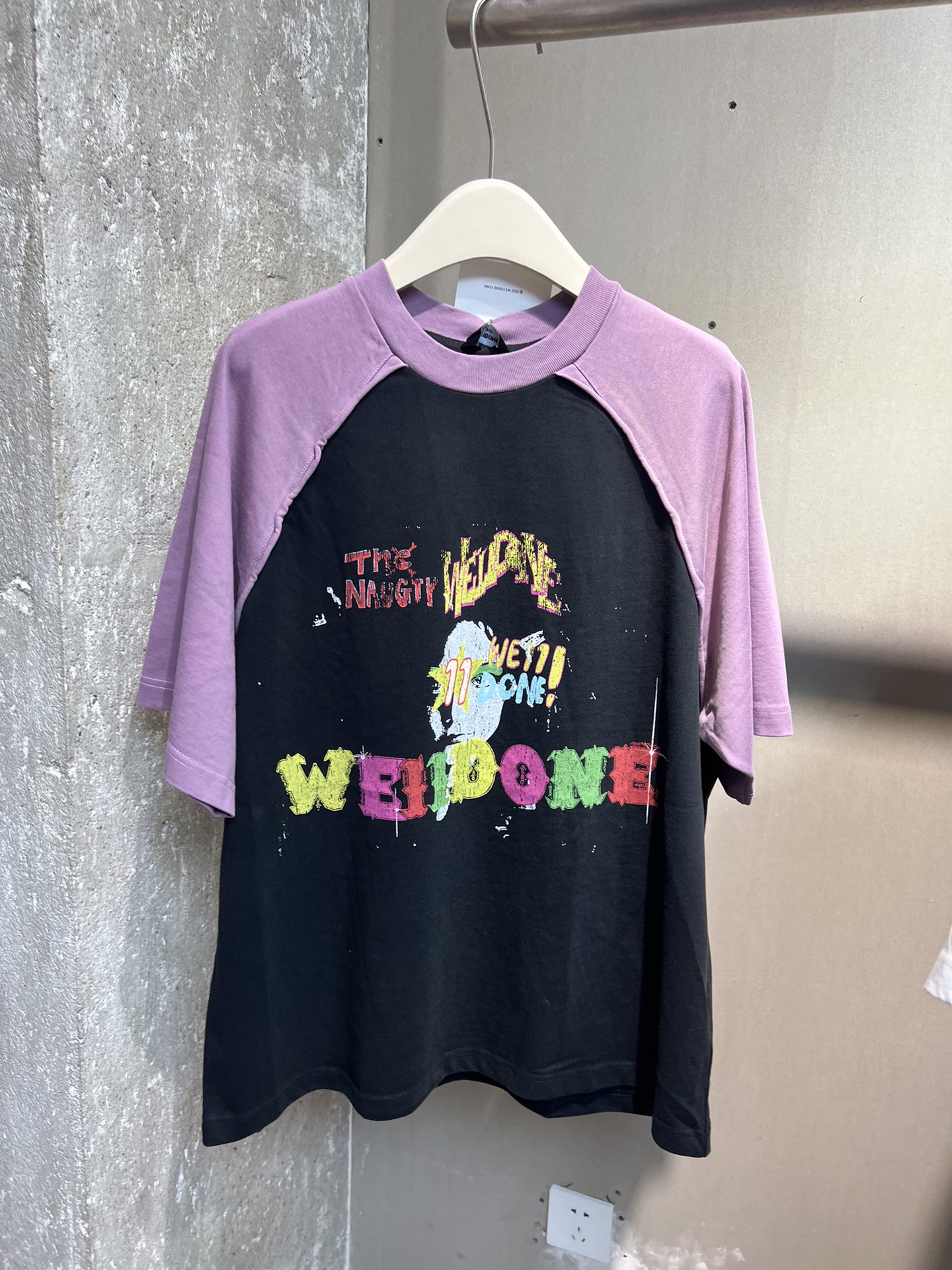 WE11DONE 春夏新作 ウェルダン アパレル激安通販 純綿Tシャツ 短袖 トップス カラフル 2色可選 パープル_1