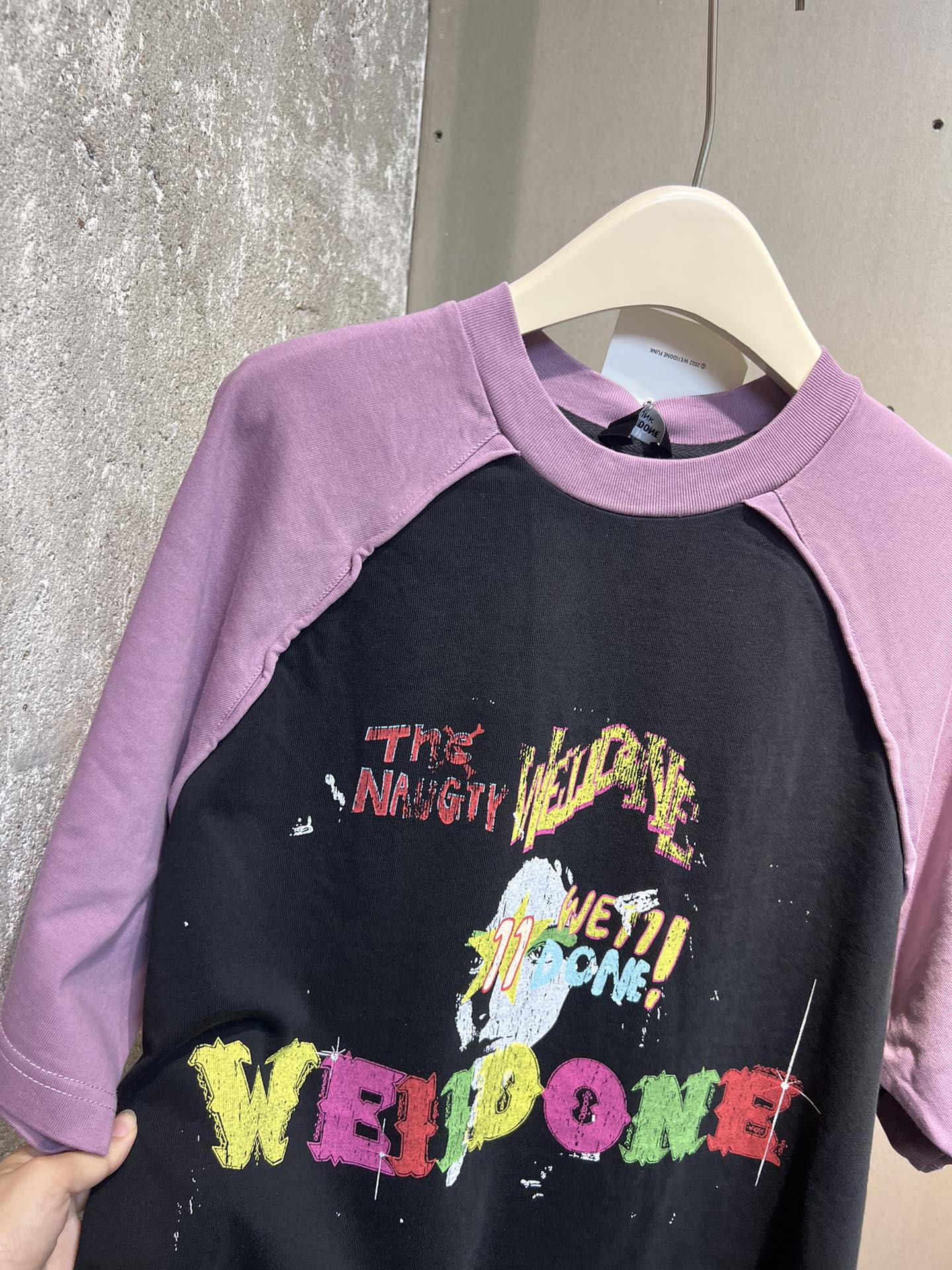 WE11DONE 春夏新作 ウェルダン アパレル激安通販 純綿Tシャツ 短袖 トップス カラフル 2色可選 パープル_5
