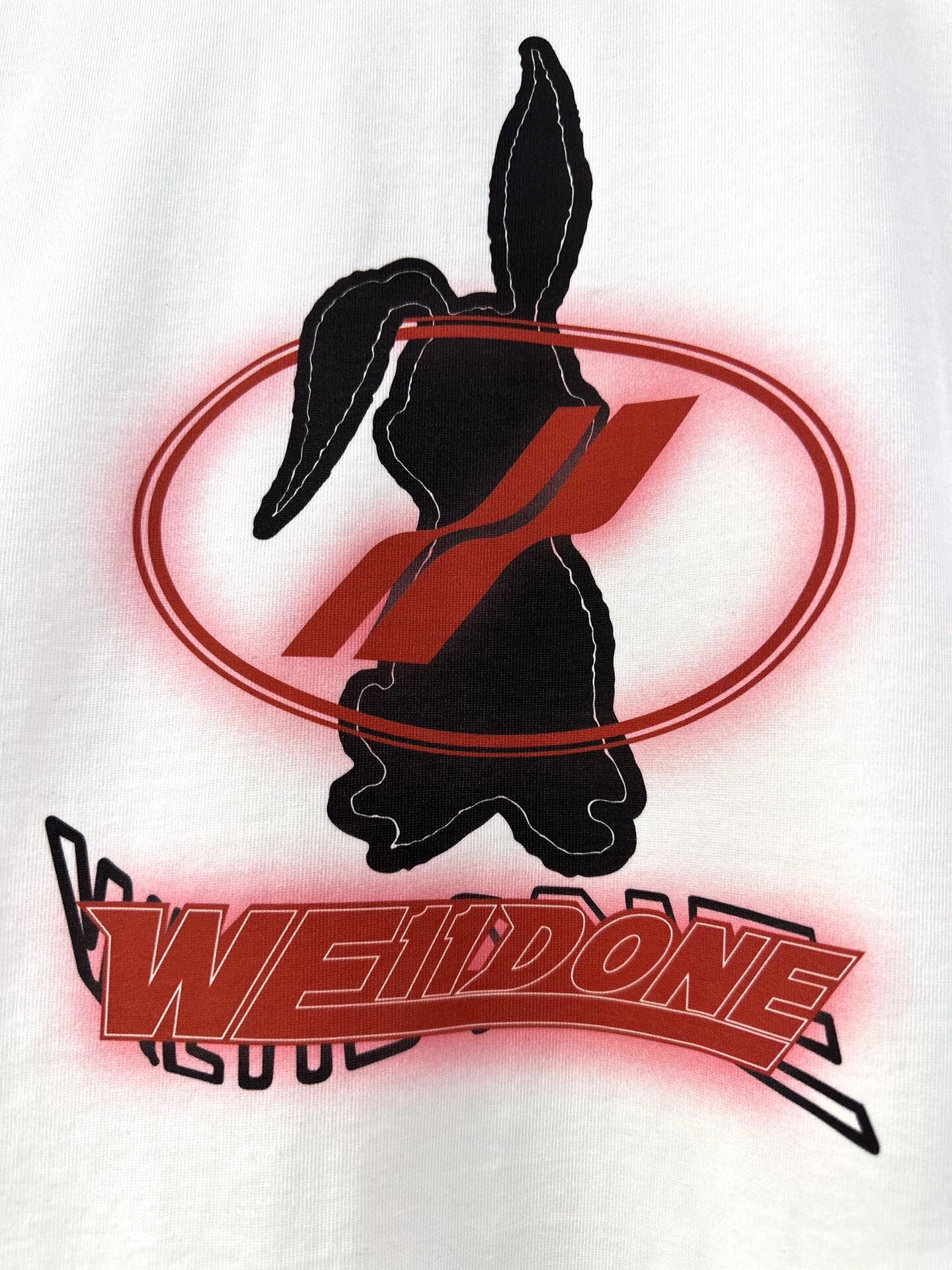 WE11DONE 爽やかな ウェルダン服コピー 純綿Tシャツ 短袖 トップス 兎 人気新作 男女兼用 ホワイト_3