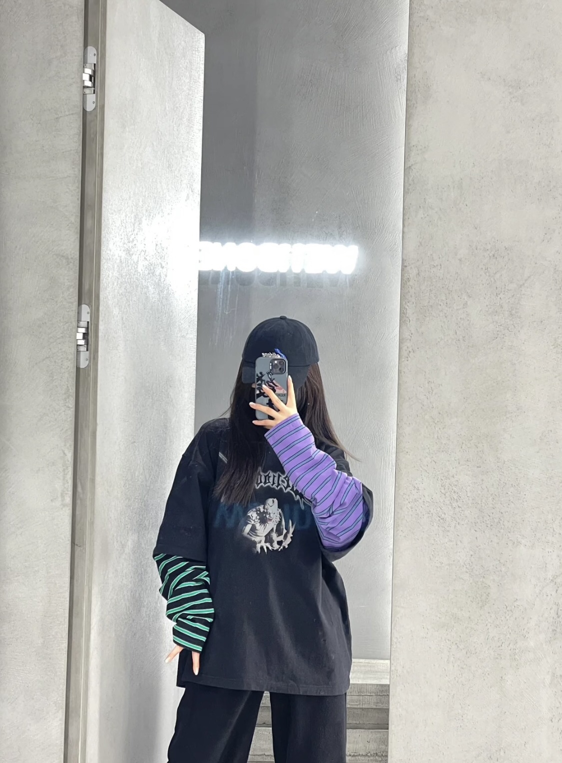 WE11DONE トップウェルコピー 長袖 ミックスTシャツ 純綿トップス ゆったり シンプル ブラック_4
