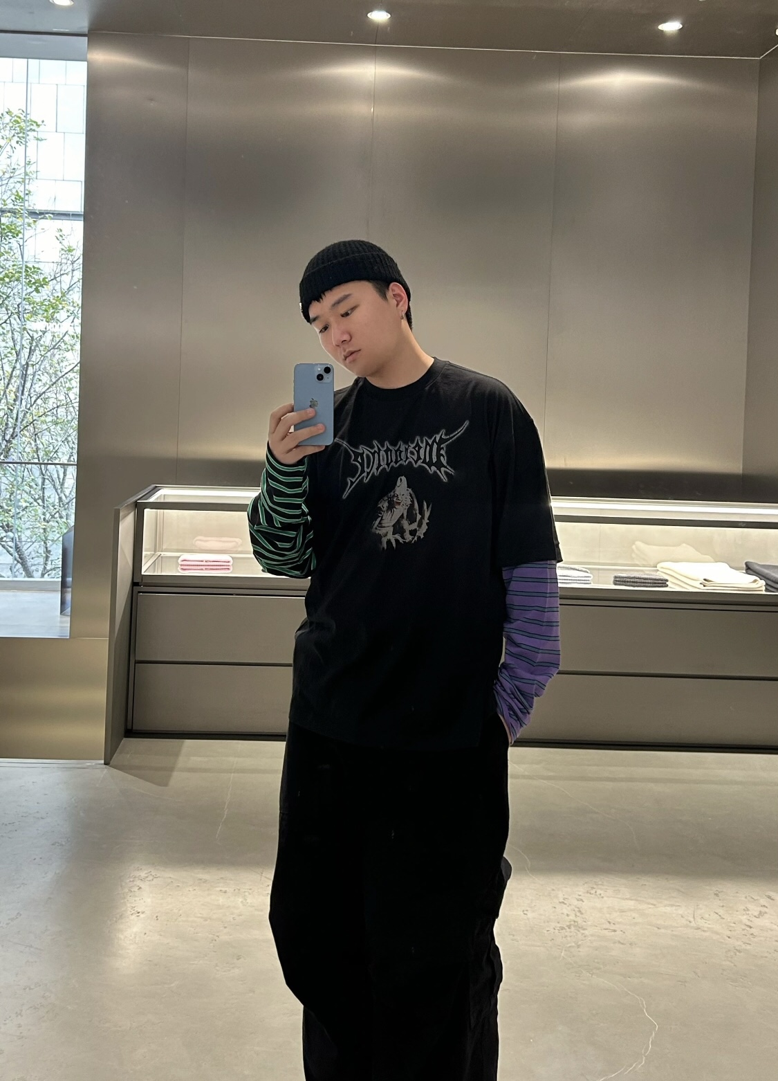 WE11DONE トップウェルコピー 長袖 ミックスTシャツ 純綿トップス ゆったり シンプル ブラック_5