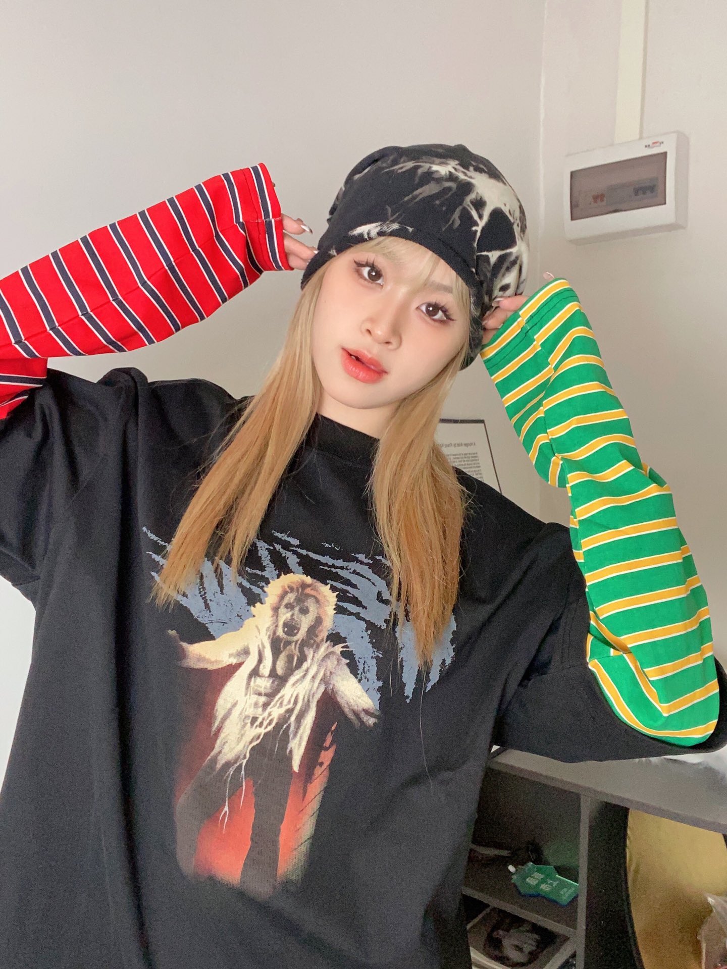 WE11DONE ウェルトップｎ級品 長袖 ミックスTシャツ 純綿トップス ゆったり シンプル 縞袖 カラフル_7