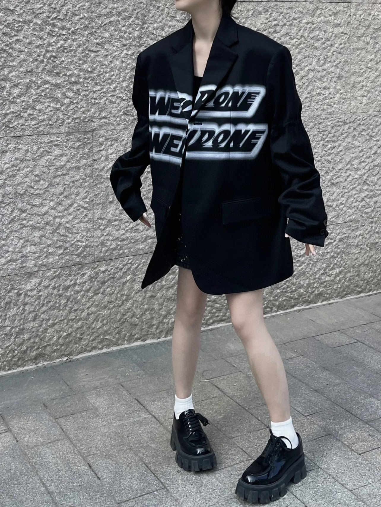 WE11DONE ウェルダン服スーパーコピー カジュアルスーツ ファッション ゆったり レディース ブラック_1