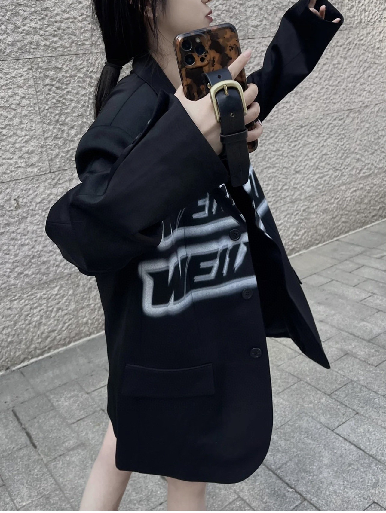 WE11DONE ウェルダン服スーパーコピー カジュアルスーツ ファッション ゆったり レディース ブラック_3