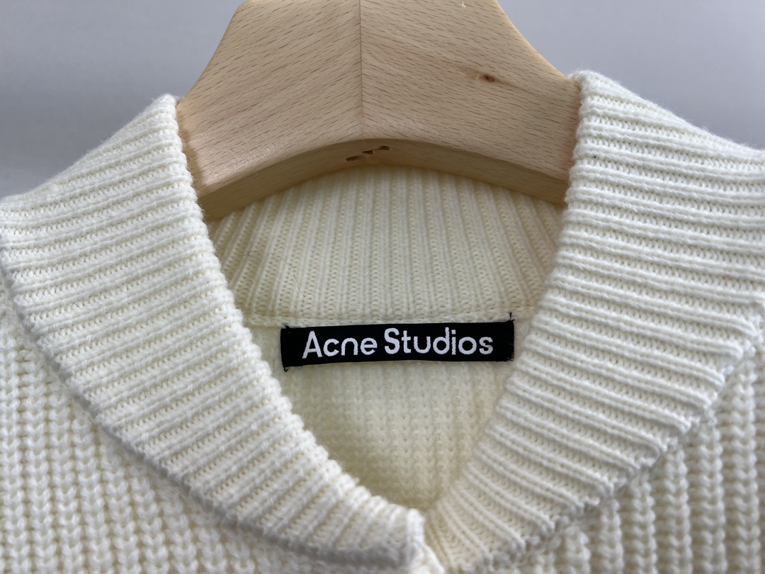 アクネストゥディオズ セーターコピー ゆったり トップス ウール 笑い顔 長袖 秋冬服 暖かい ホワイト_3