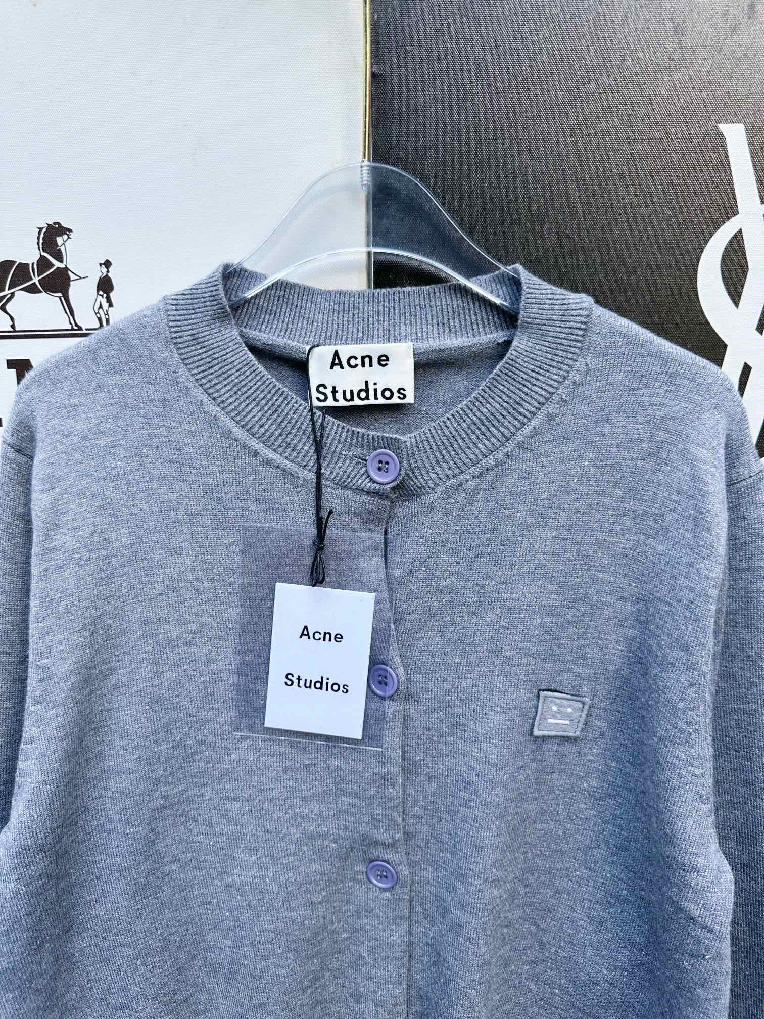 アクネストゥディオズ セットアップスーパーコピー 人気品 トップス ウール 長袖 暖かい カーディガン セーター ブルー_3