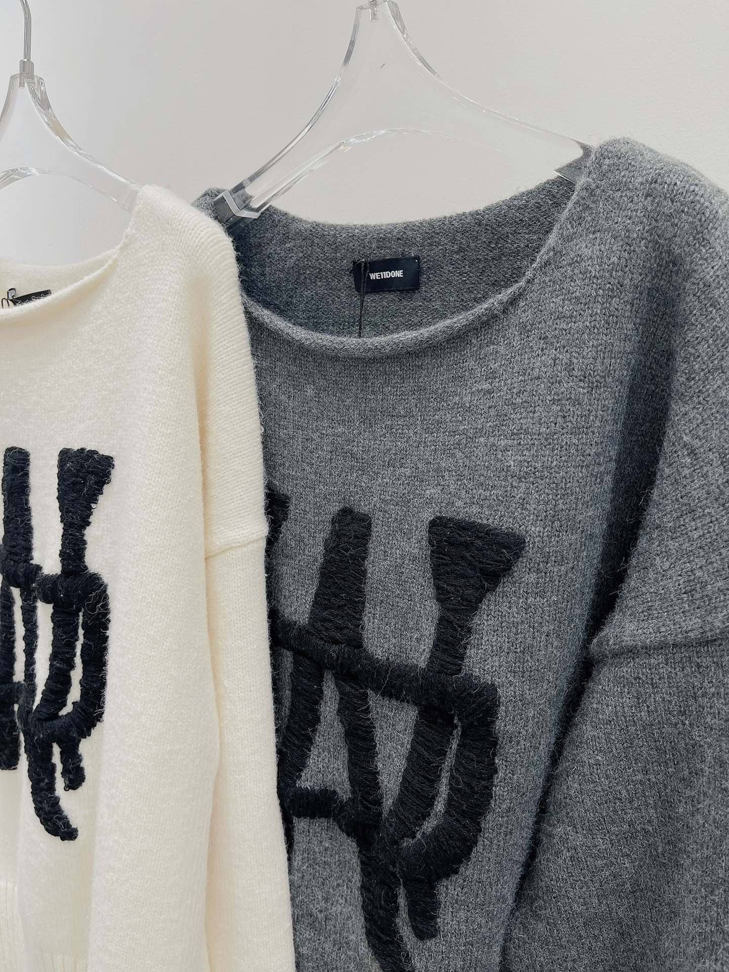 WE11DONE セーターウール激安通販 暖かい 品質保証豊富なオ トップス ゆったり シンプル 2色可選_4
