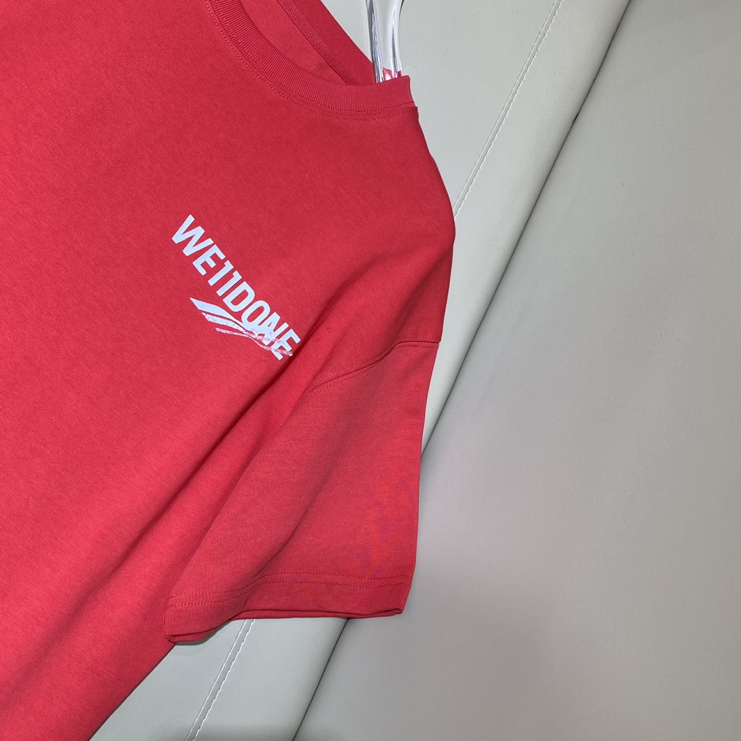 WE11DONE ウェルダンtシャツ偽物 シンプル トップス 純綿 丸首 お買い得豊富な ファッション レッド_4