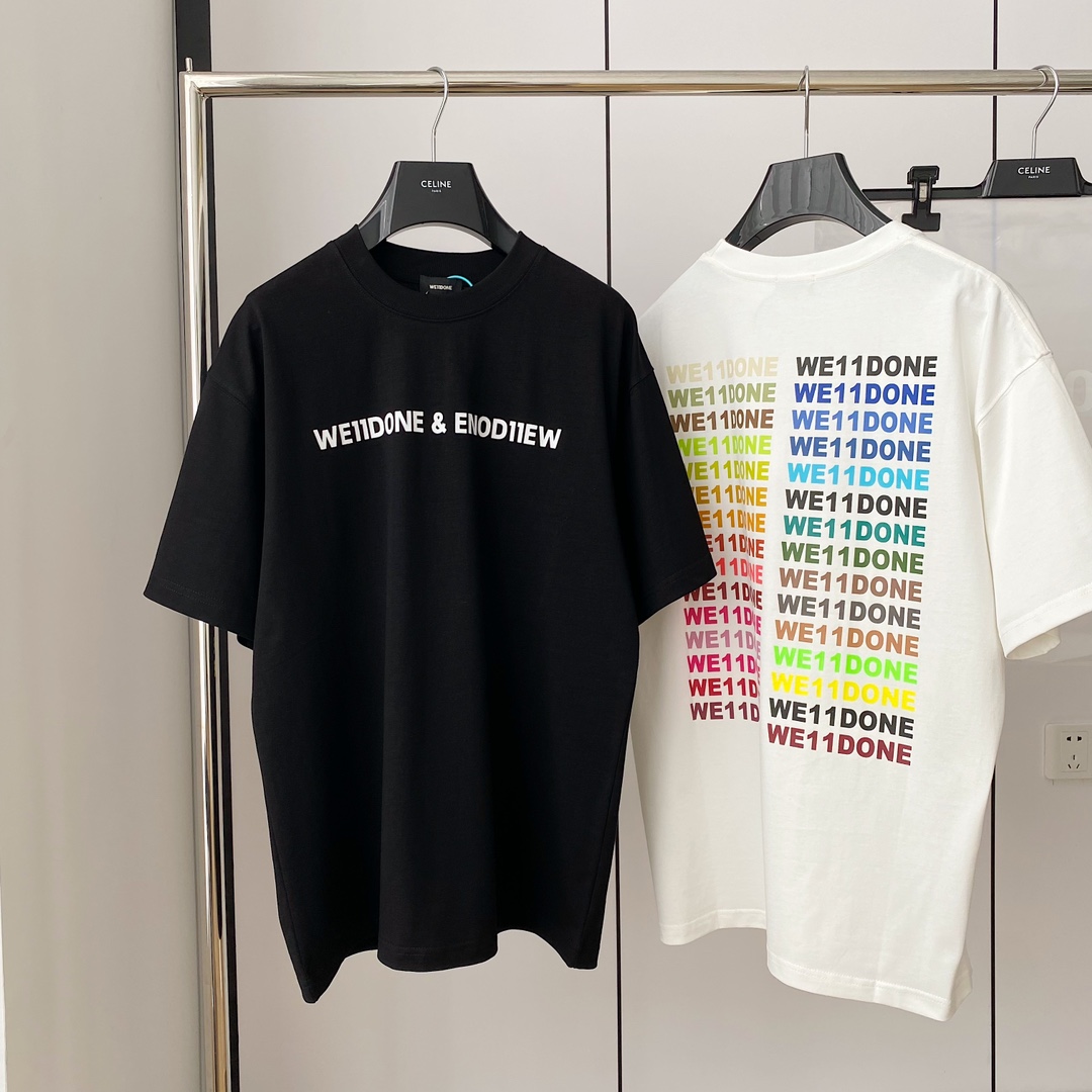 WE11DONE トップウェルスーパーコピー Tシャツ 純綿 丸首 ファッション 人気 2色可選 ブラック_1