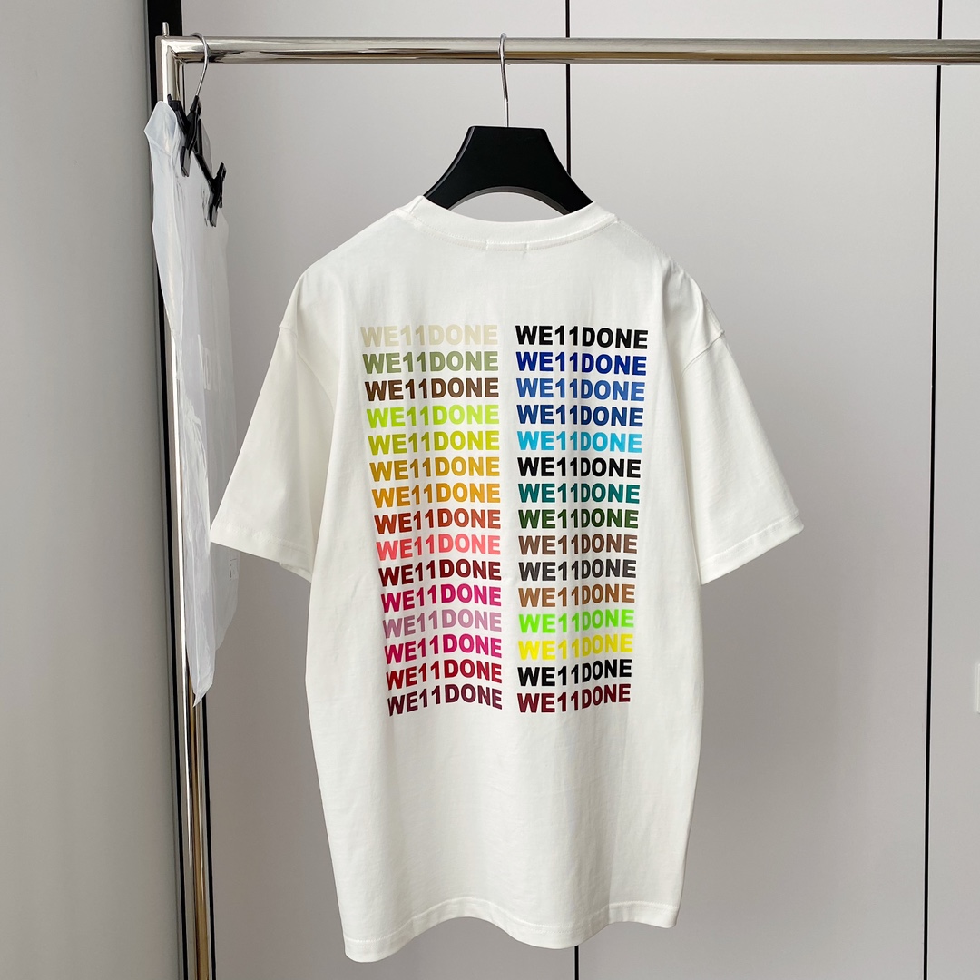 WE11DONE ウェルダン服コピー Tシャツ 純綿 丸首 トップス ファッション 人気 2色可選 ホワイト_3