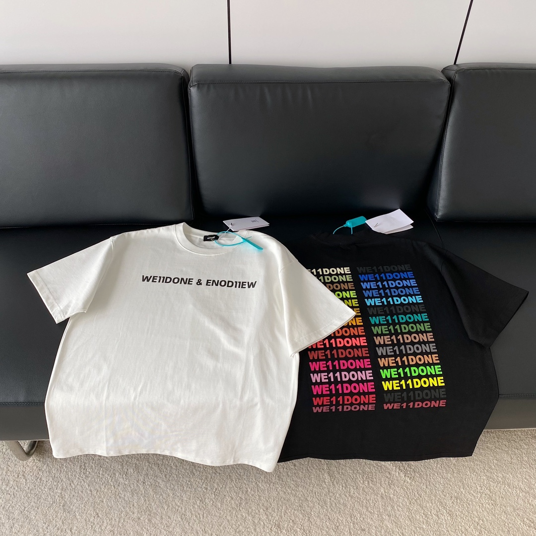 WE11DONE ウェルダン服コピー Tシャツ 純綿 丸首 トップス ファッション 人気 2色可選 ホワイト_4