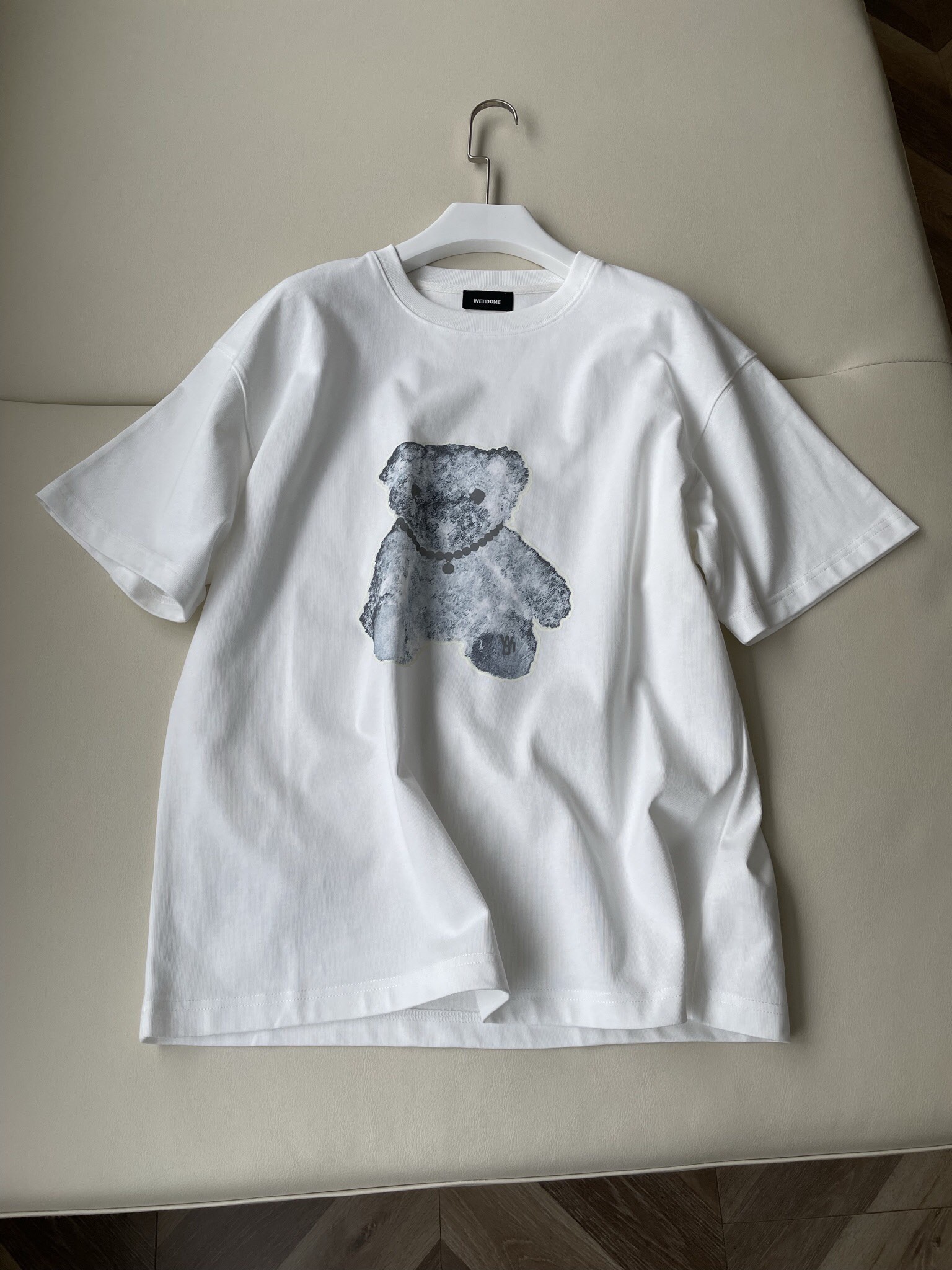 WE11DONE ウェルダントップス激安通販 ブルー熊 Tシャツ 純綿 トップス 男女兼用 ホワイト_1