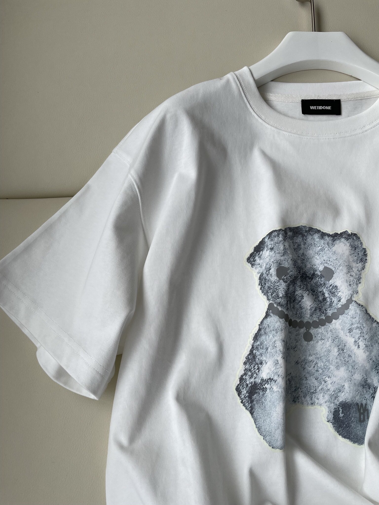 WE11DONE ウェルダントップス激安通販 ブルー熊 Tシャツ 純綿 トップス 男女兼用 ホワイト_3