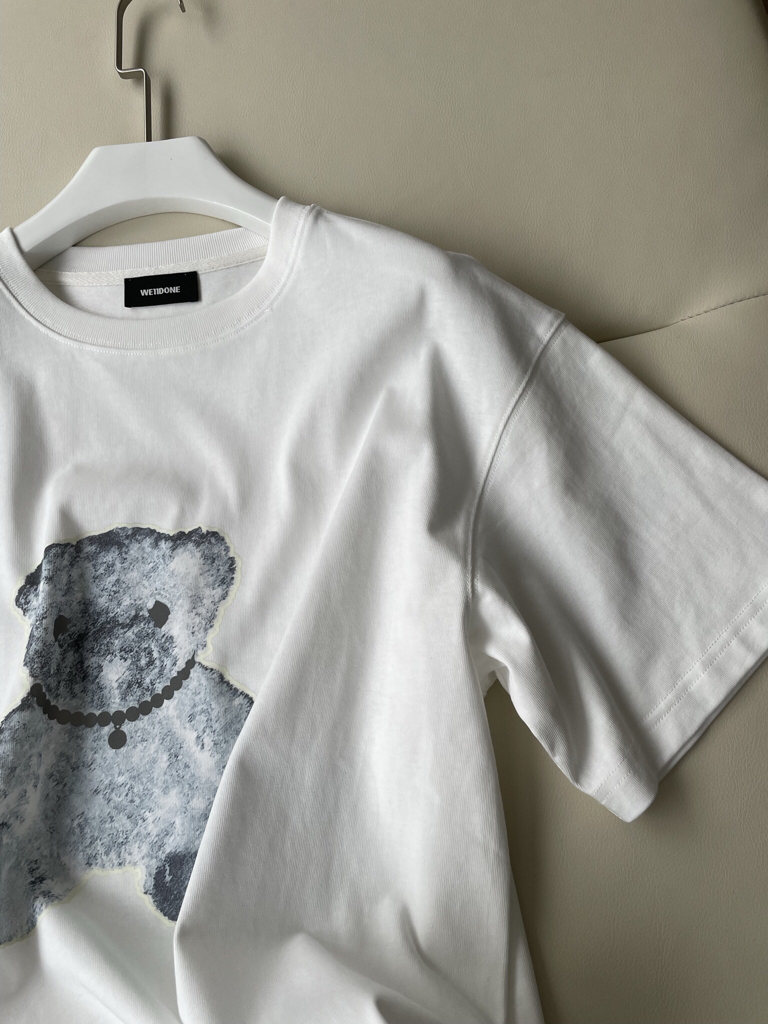 WE11DONE ウェルダントップス激安通販 ブルー熊 Tシャツ 純綿 トップス 男女兼用 ホワイト_6