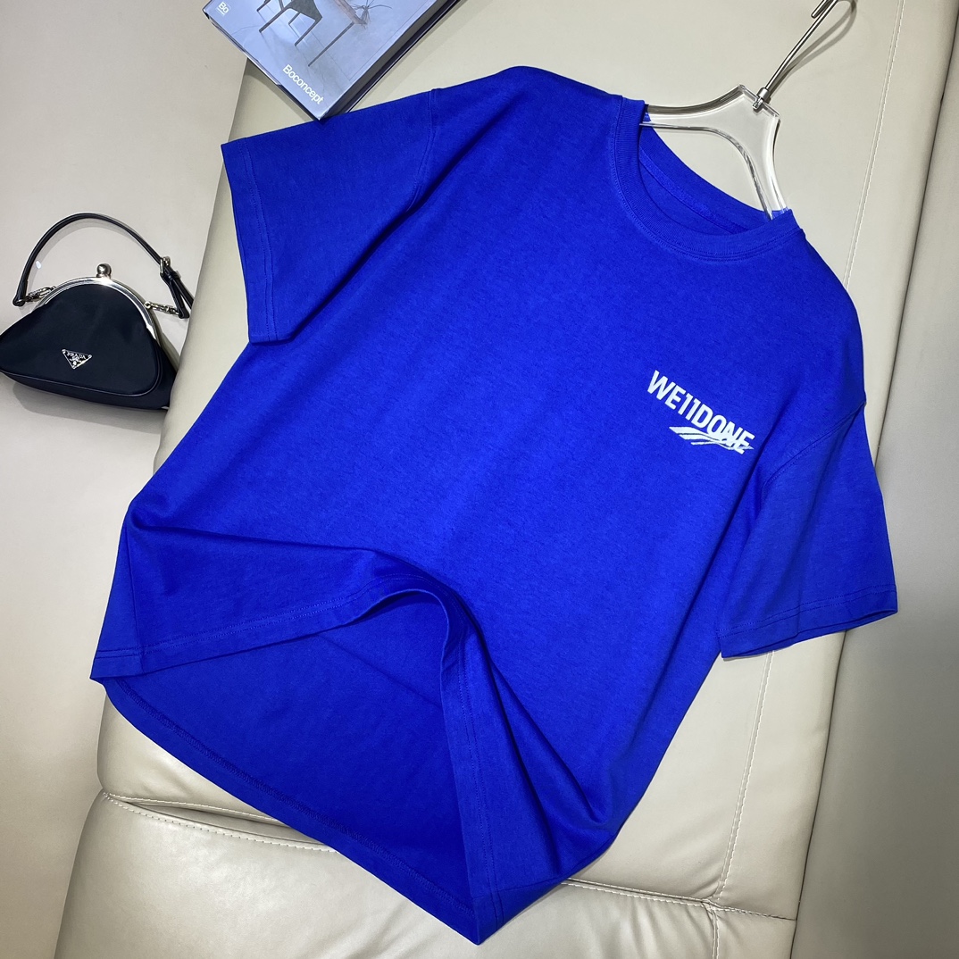 WE11DONE tシャツヘビーウェイトコピー 人気品 Tシャツ 純綿トップス シンプル ブルー_2