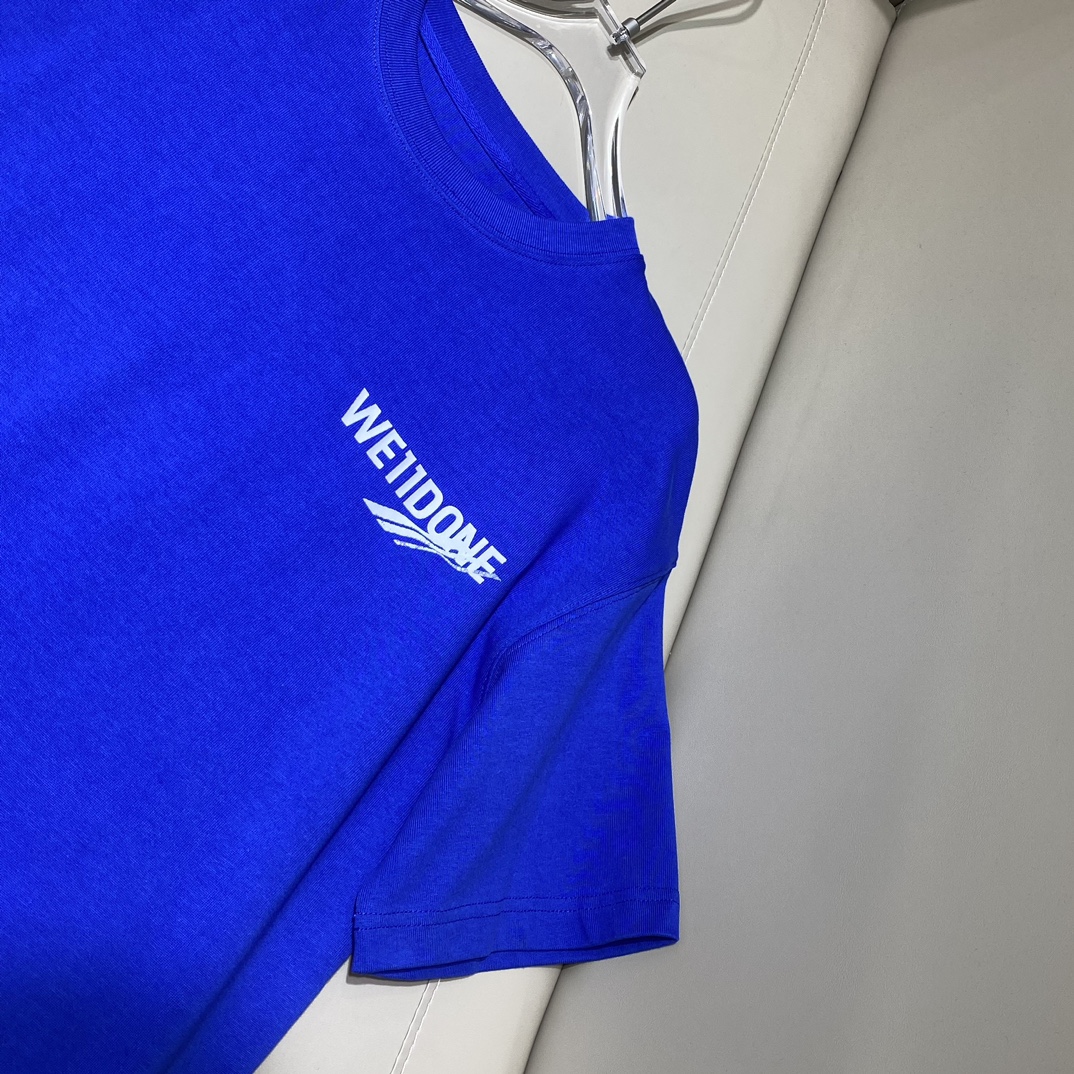 WE11DONE tシャツヘビーウェイトコピー 人気品 Tシャツ 純綿トップス シンプル ブルー_4