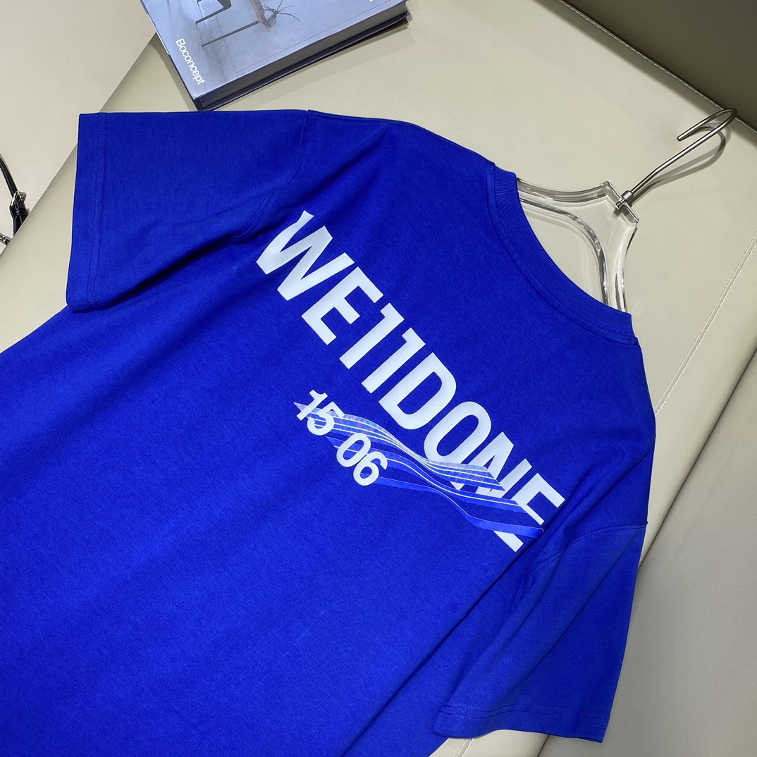 WE11DONE tシャツヘビーウェイトコピー 人気品 Tシャツ 純綿トップス シンプル ブルー_7