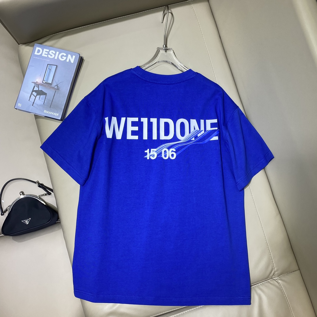 WE11DONE tシャツヘビーウェイトコピー 人気品 Tシャツ 純綿トップス シンプル ブルー_8