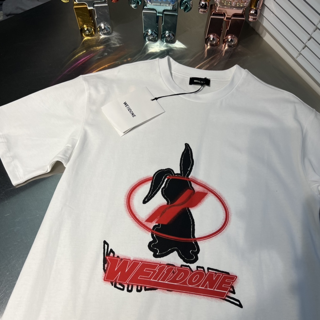 WE11DONE 人気定番 ウェルダンの意味激安通販 Tシャツ 純綿トップス 兎プリント 可愛い 2色可選_3