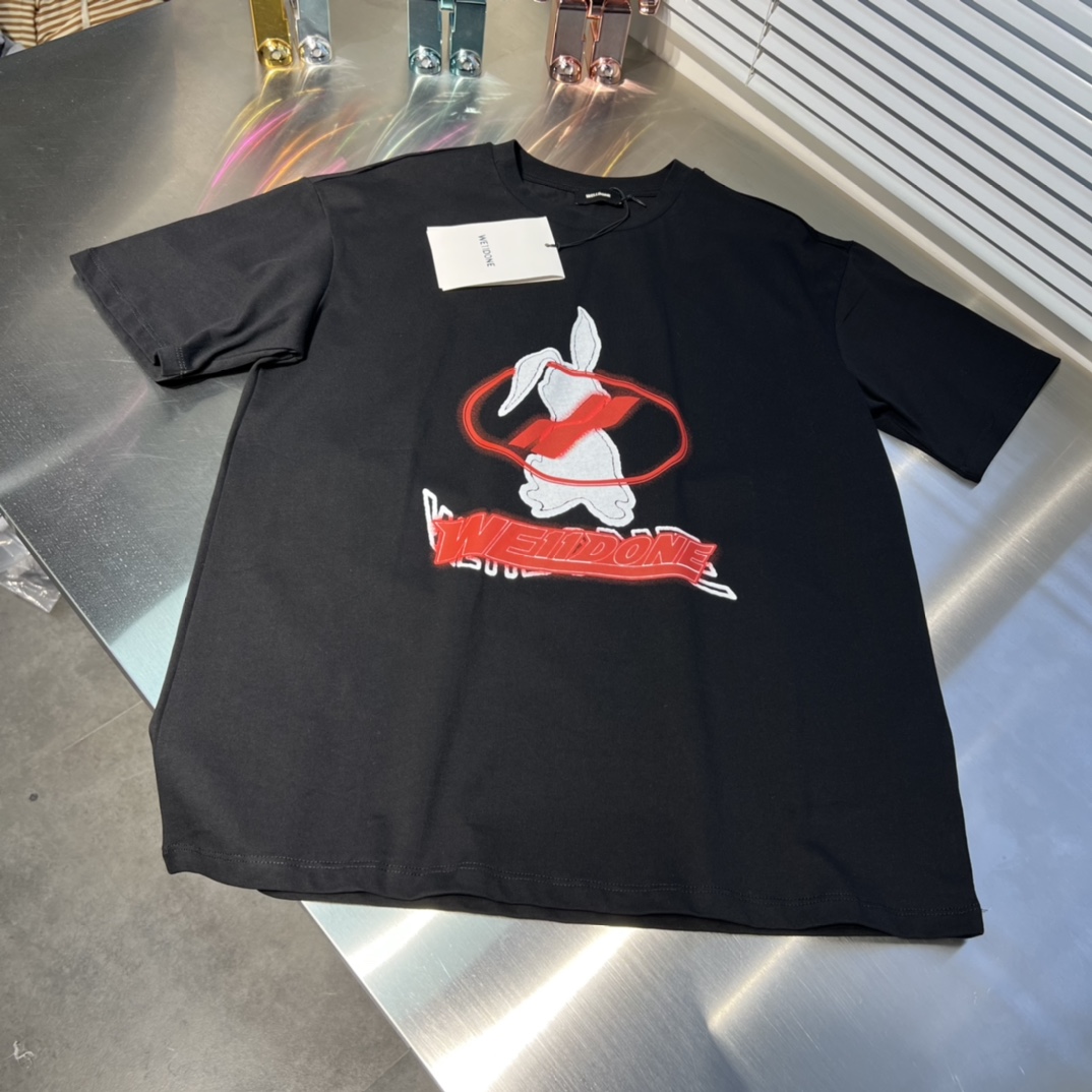 WE11DONE 人気定番 ウェルダンの意味激安通販 Tシャツ 純綿トップス 兎プリント 可愛い 2色可選_5