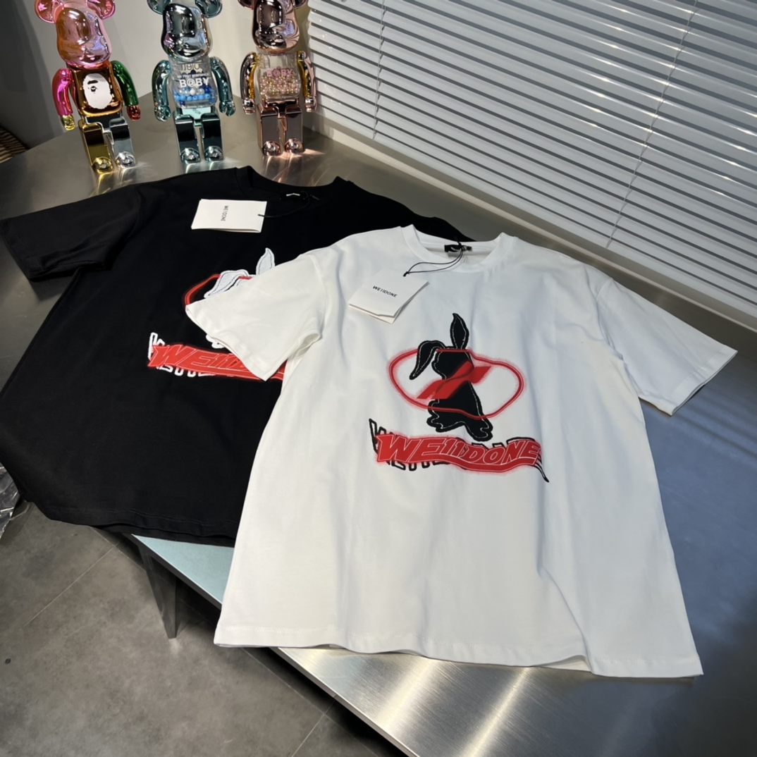 WE11DONE 人気定番 ウェルダンの意味激安通販 Tシャツ 純綿トップス 兎プリント 可愛い 2色可選_8